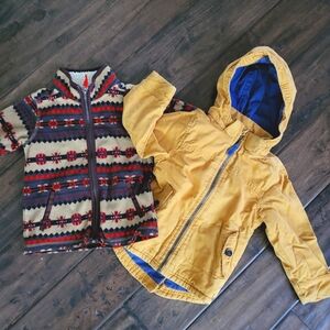 Navajo pattern fleece zip up & Carhartt-inspired duck canvas jacket with hood